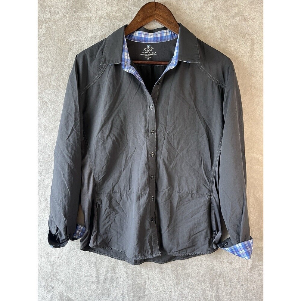 Kuhl Gray Long Sleeve Button Down Shirt with Notched Collar